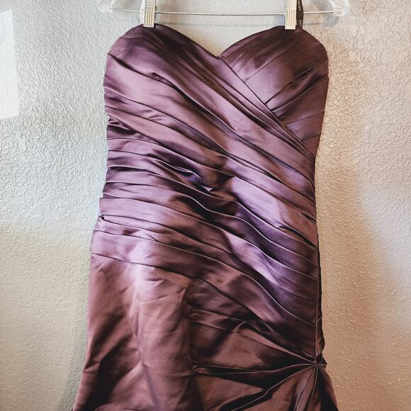 Bill Levkoff Deep Purple Ruched Sweetheart Bridesmaids Prom Dress Plus Size 14 - Picture 2 of 6